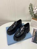 Prada Brushed Leather Monolith Loafers