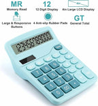 Office Desk Calculator, Cute Calculator for Kids, Basic Calculators Desktop, Dual Power Simple Financial Calculator with Big Button Large Display for Office Home and School (Blue)