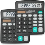 2 Pack Calculator Bulk, 12 Digits Calculators Desktop with Large LCD Display and Sensitive Butto, Solar and Battery Dual Power, Desk Calculator