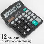 2 Pack Calculator Bulk, 12 Digits Calculators Desktop with Large LCD Display and Sensitive Butto, Solar and Battery Dual Power, Desk Calculator