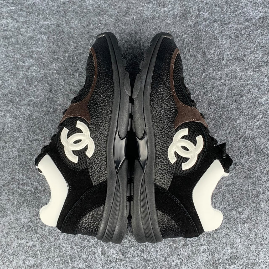 Chanel Wmns CC Logo Sneaker 'Black Brown White