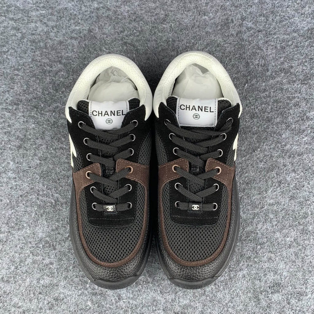 Chanel Wmns CC Logo Sneaker 'Black Brown White
