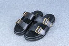 Prada Leather Dual-Buckle Slide Sandals