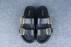 Prada Leather Dual-Buckle Slide Sandals