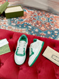 GUCCI 26S SNEAKERS IN WHITE MIX GREEN CALFSKIN